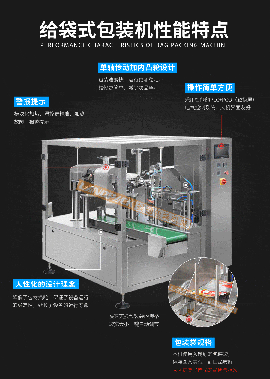 站立袋粉末包裝機(jī)特點(diǎn)